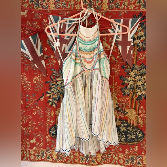 Embroidered Halter Top High Neck Vacation Summer - Picture 2 of 4